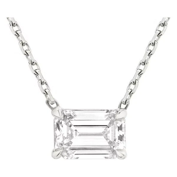 Solitaire Pendant · Emerald in white gold