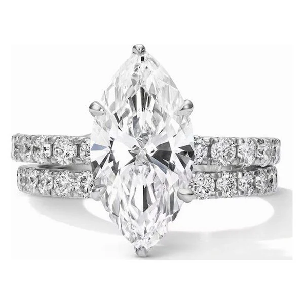 Hidden Halo Bridal Set · Marquise in 14K white gold