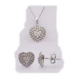 Heart Pendant & Stud Earring Set in sterling silver