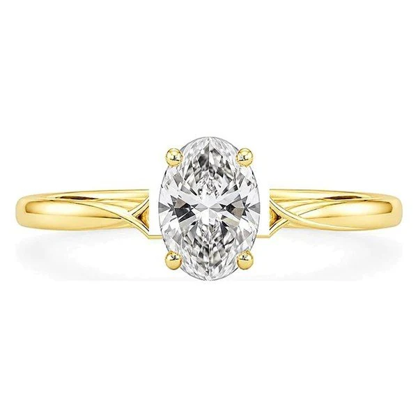 Twist-Shank Solitaire · Oval in 14K yellow gold