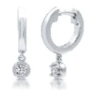 Drop Huggie Hoop Earrings in sterling silver