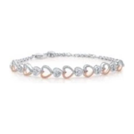 Two-Tone Heart Link Bracelet in sterling silver, two-tone