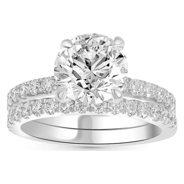Hidden Halo Bridal Set · Round in white gold