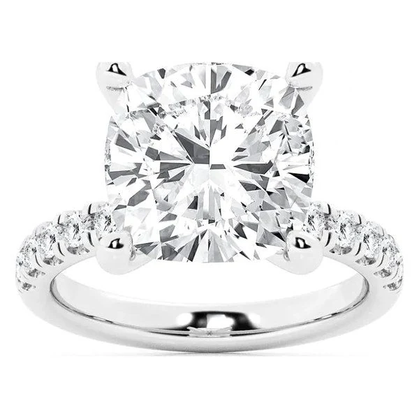 Hidden Halo Engagement Ring · Square Cushion in 14K white gold
