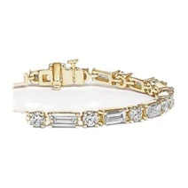 Round & Emerald-Cut Fancy Bracelet in 14K yellow gold