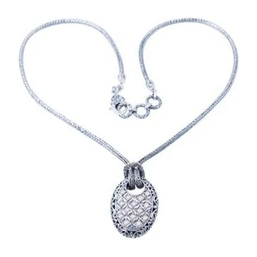 Basketweave Pavé Necklace in sterling silver