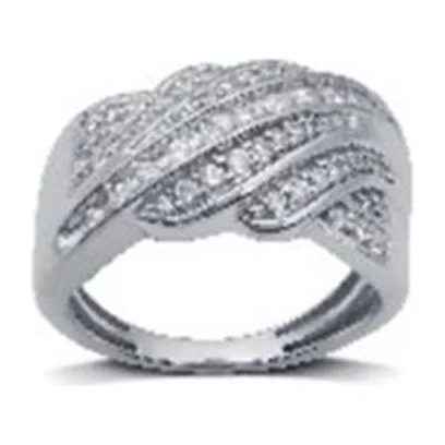 Crossover Pavé Ring in sterling silver