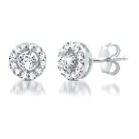 Halo Stud Earrings in sterling silver