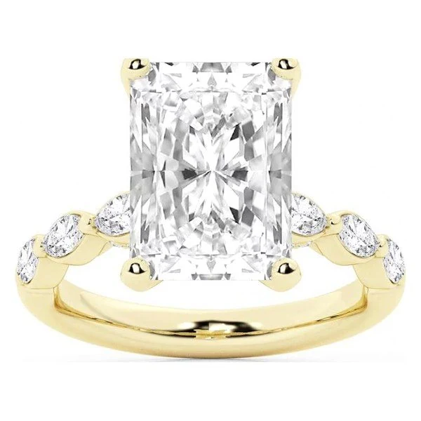 Marquise & Round Side-Stone · Radiant · No. 1351 in yellow gold