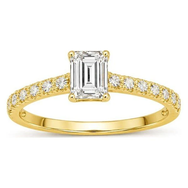 Pavé Bridal Set · Emerald in yellow gold