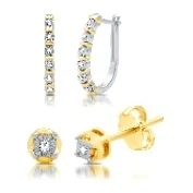 Hoop & Stud Earring Set · Gold Plated · No. 2050 in sterling silver, yellow gold plated