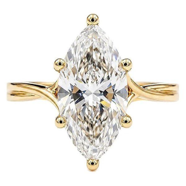 Twist-Shank Solitaire · Marquise in 14K yellow gold
