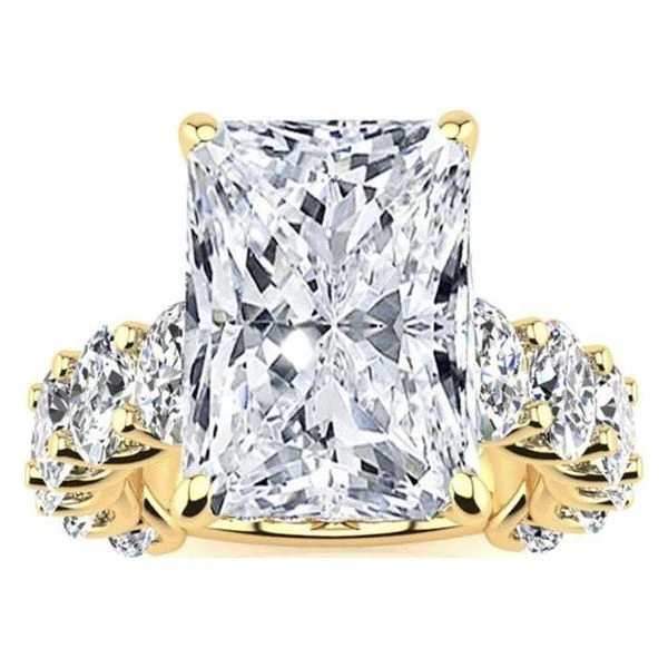 Radiant Statement Engagement Ring in yellow gold