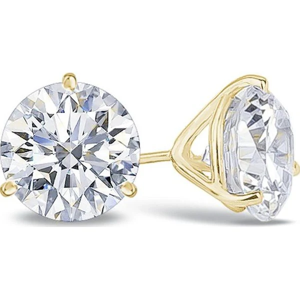 3-Prong Martini Lab-Grown Diamond Studs in yellow gold